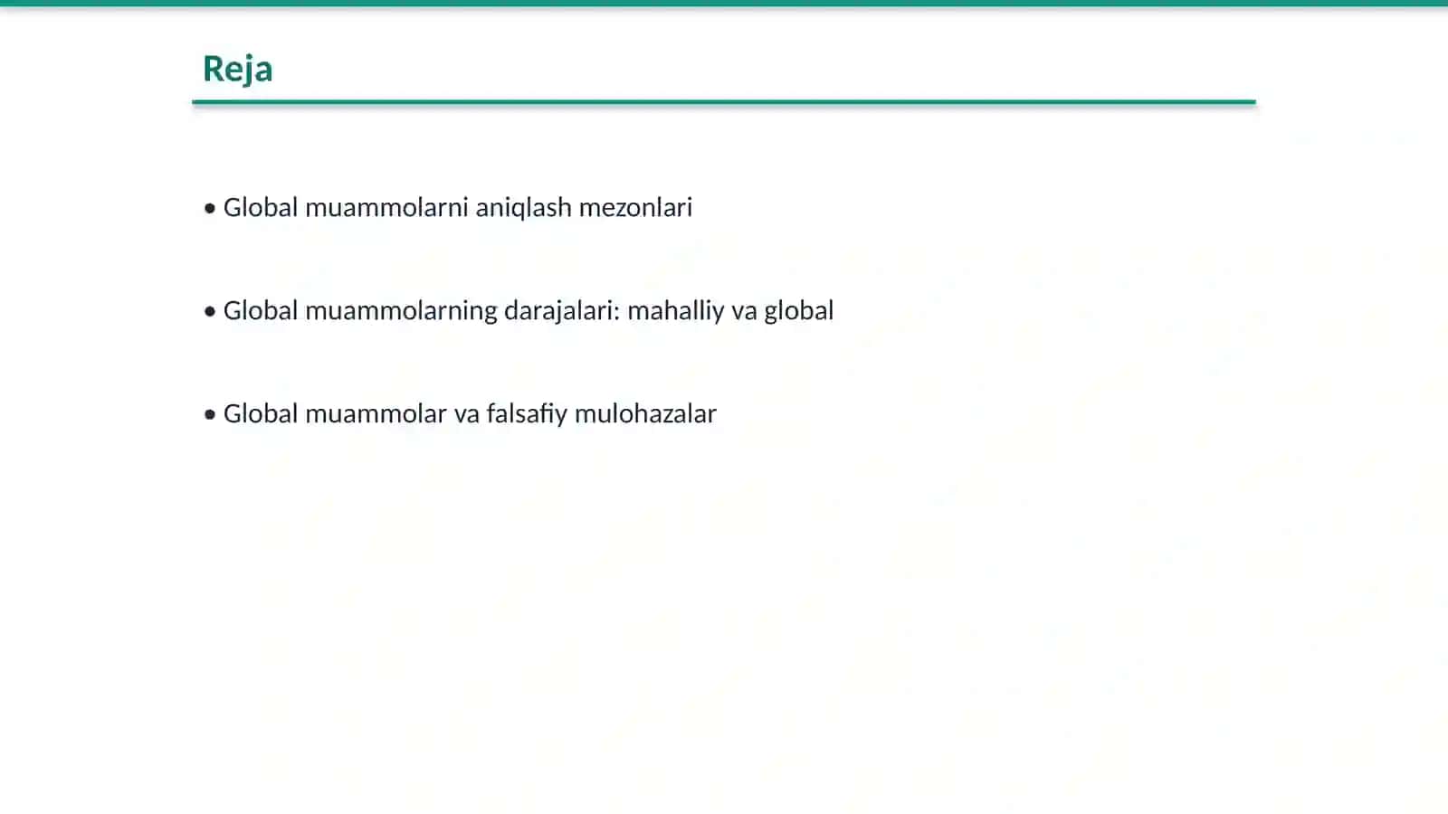 Global muammolarning mezonlari va darajalari. Falsafa fani xulosasi bilan 2