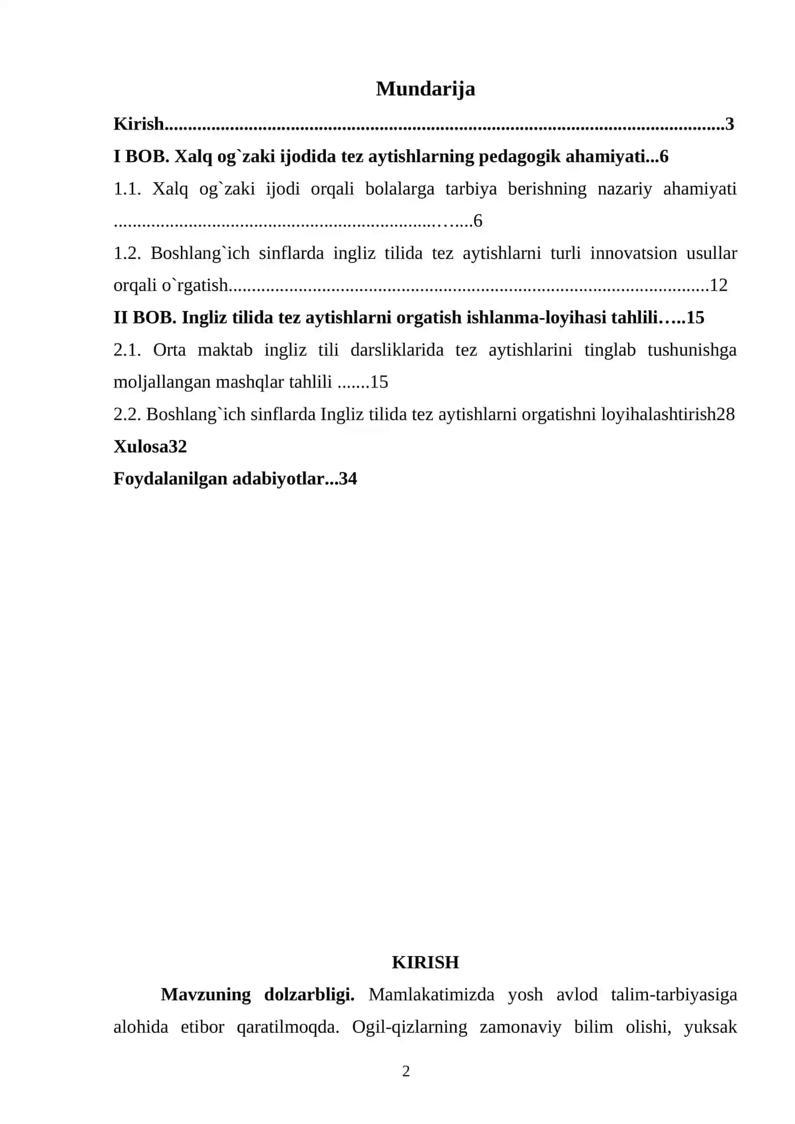 "INGLIZ TILIDA TEZ AYTISHLARNI O’RGATISH ISHLANMA LOYIHASI” 2