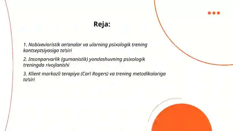 Psixologik treningda nobixevioristik an’analarning rivojlanish tarixi 2