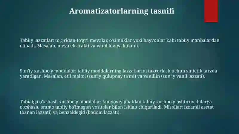 Sun'iy xushbo'y moddalar 2