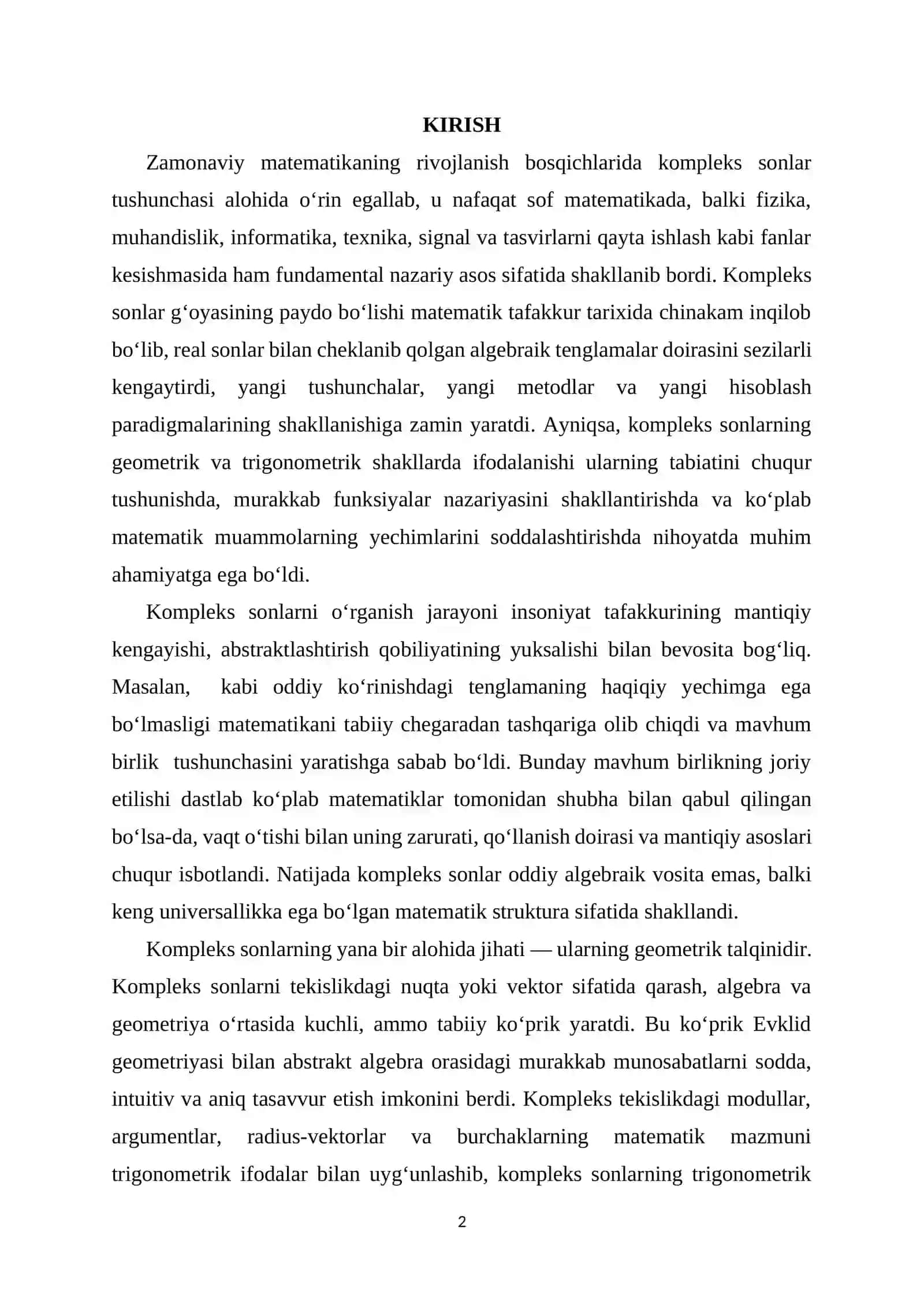 KOMPLEKS SONLARNING ASOSIY TUSHUNCHALARI VA GEOMETRIK TALQINI 2