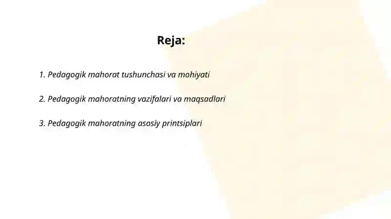 Pedagogik mahorat fani haqida umumiy tushuncha 2