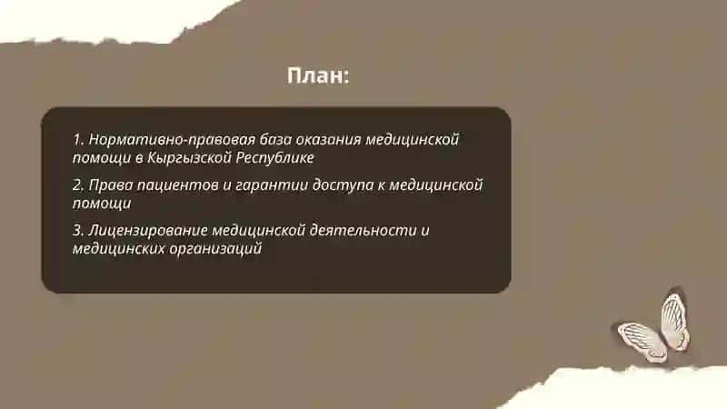 Правовое регулирование оказания медицинской помощи в Кыргызской Республики 2