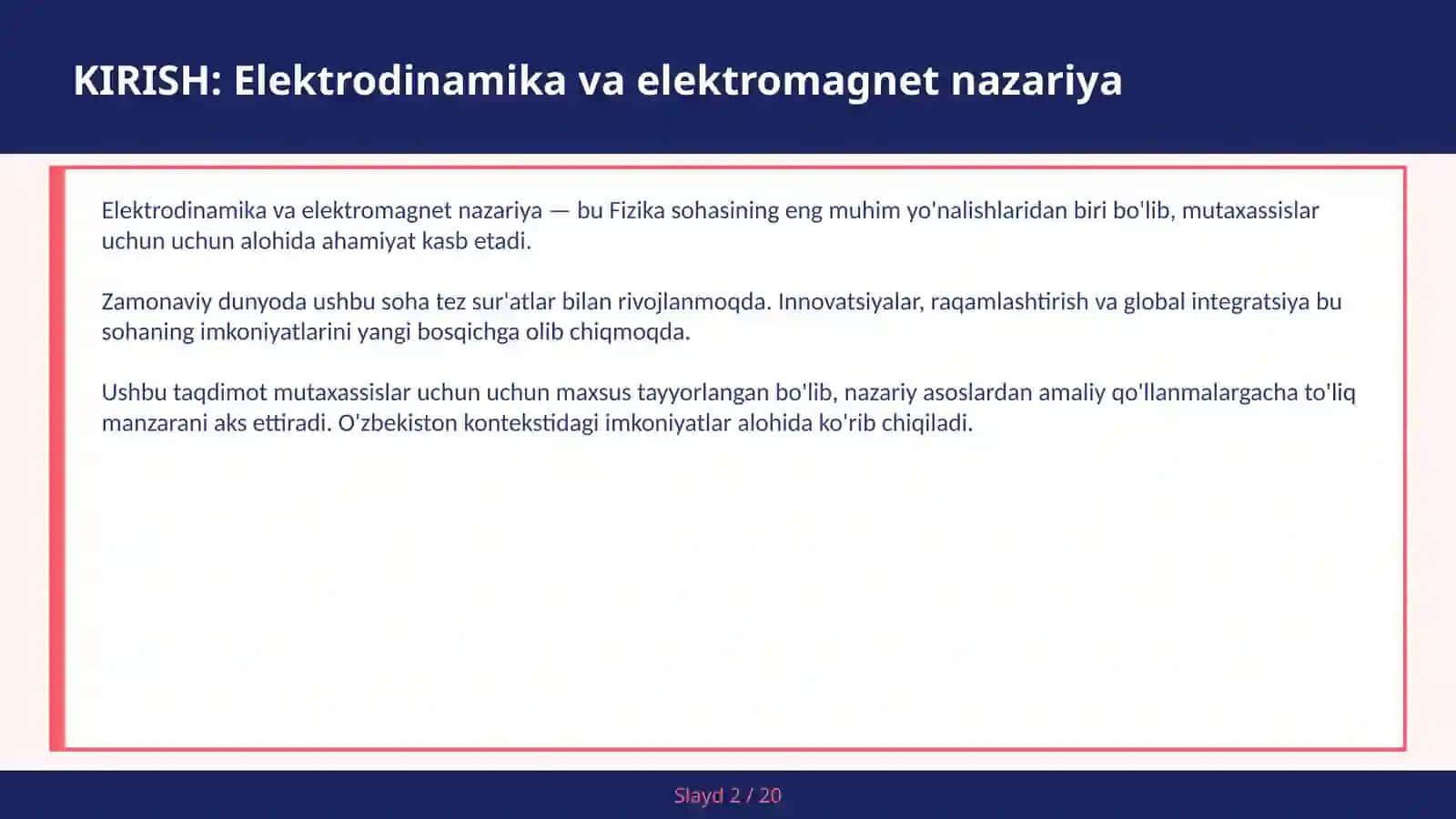 Elektrodinamika va elektromagnet nazariya 2