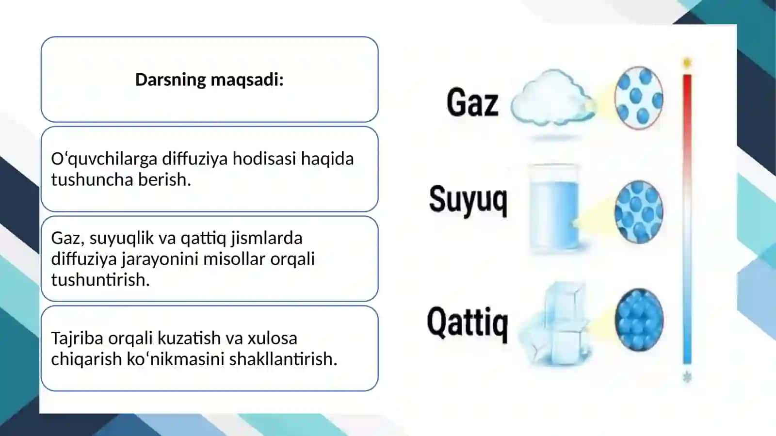 Diffuziya hodisasini o'rganish dars ishlanma 2