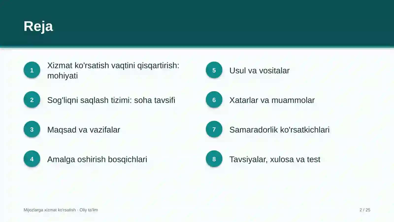 sog'liqni saqlash tizimida xizmat ko'rsatish vaqtini qisqartirish 4216 2