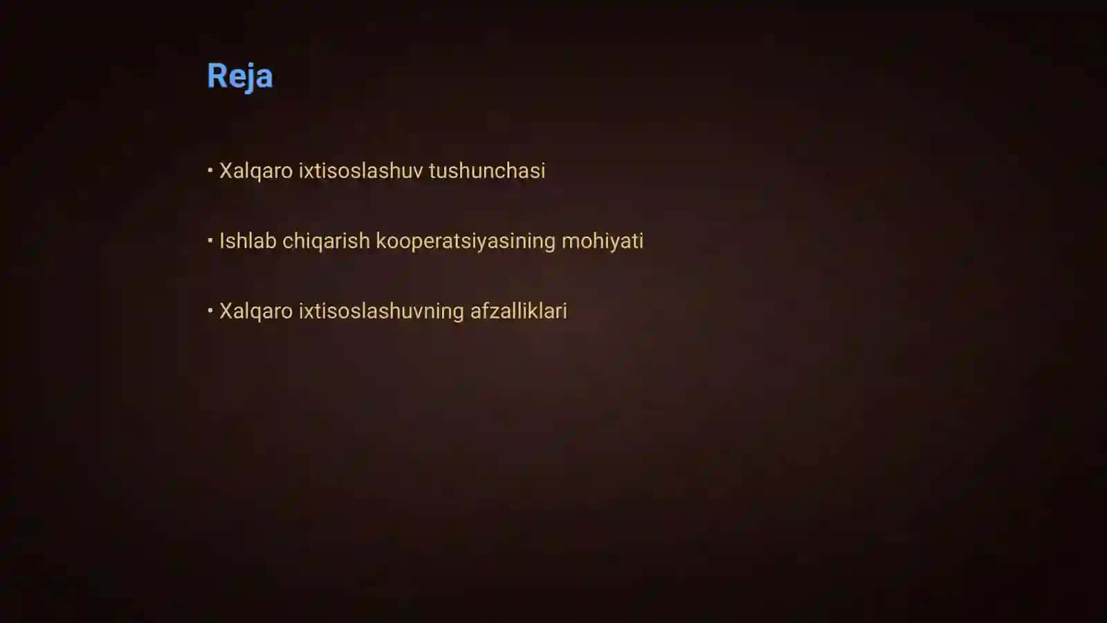 Xalqaro ixtisoslashuv va ishlab chiqarish kooperatsiyasi 2
