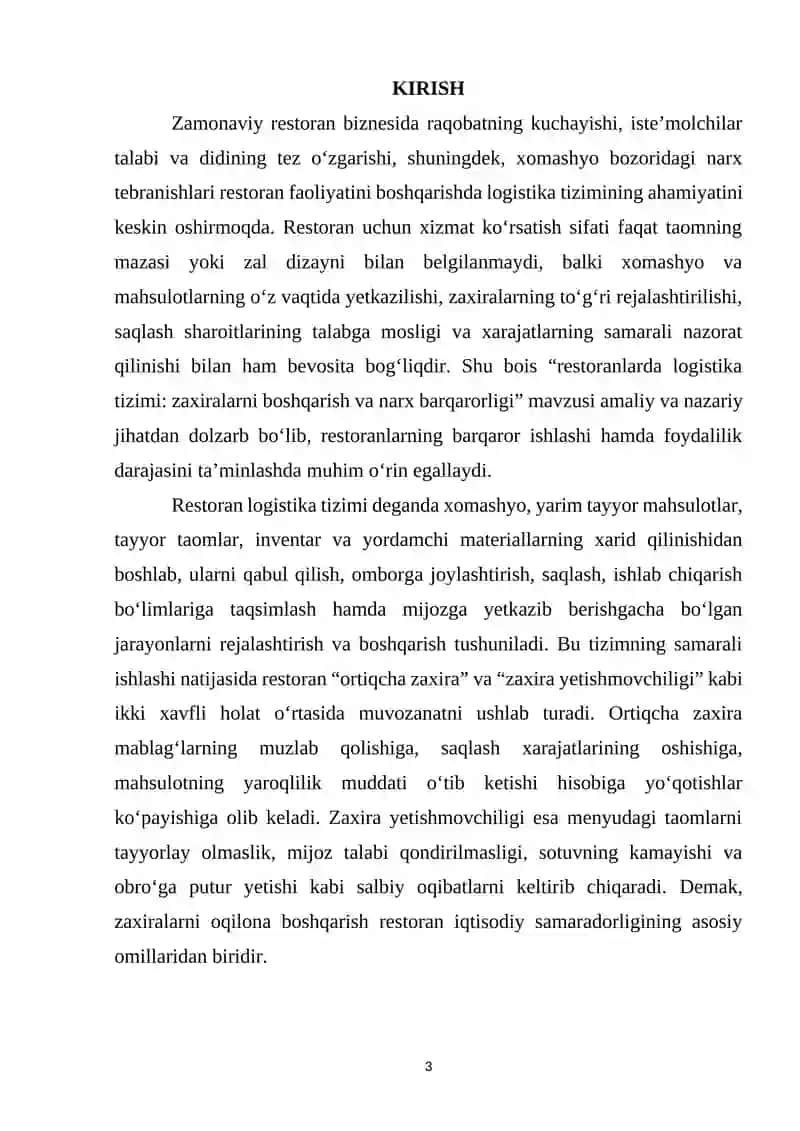 Restoranlarda logistika tizimi: zaxiralarni boshqarish va narx barqarorligi 2