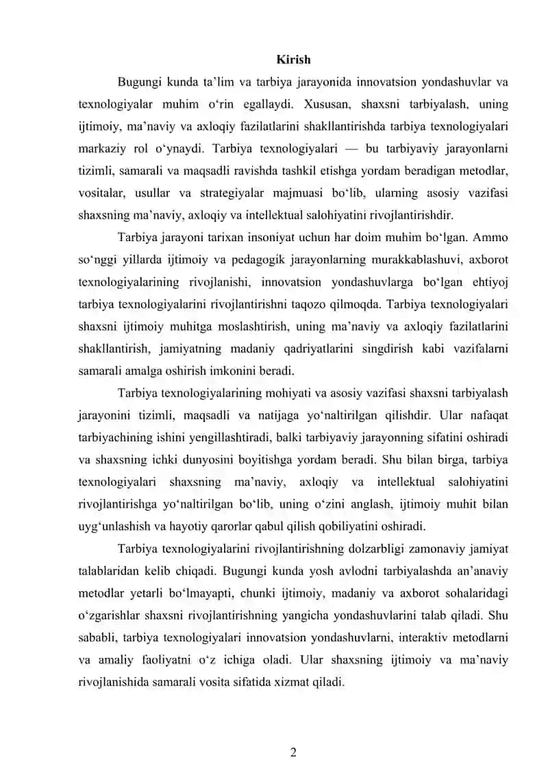 TARBIYA TEXNOLOGIYALARI 2
