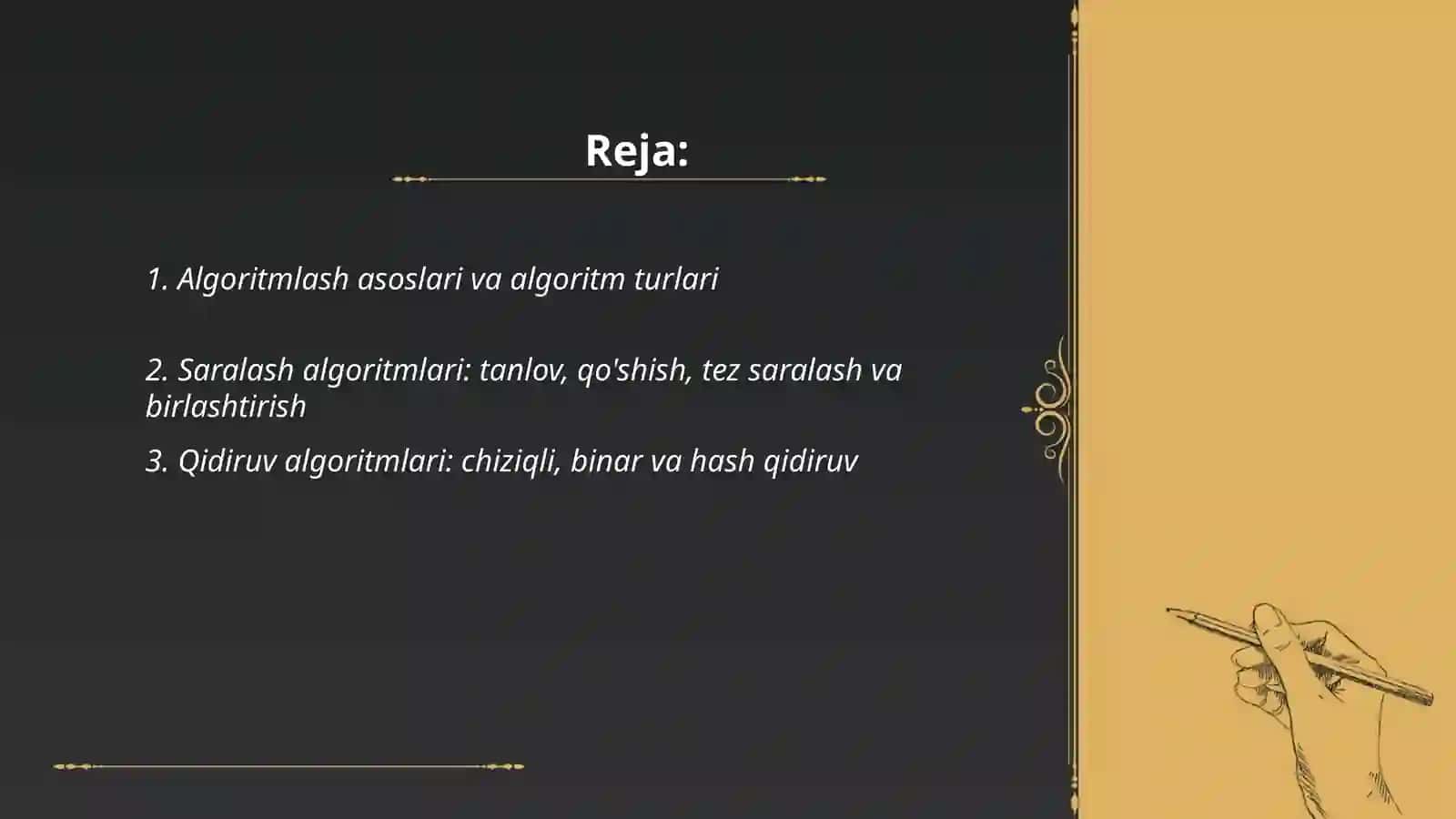 Algaritmlash usullari. Dasturlashtirish tillari 2