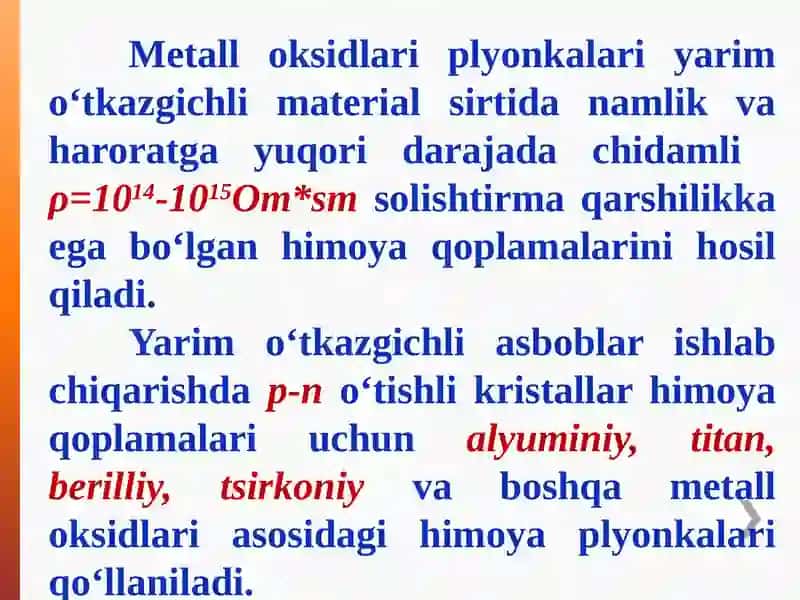 Metall oksidlari plyonkalari 2