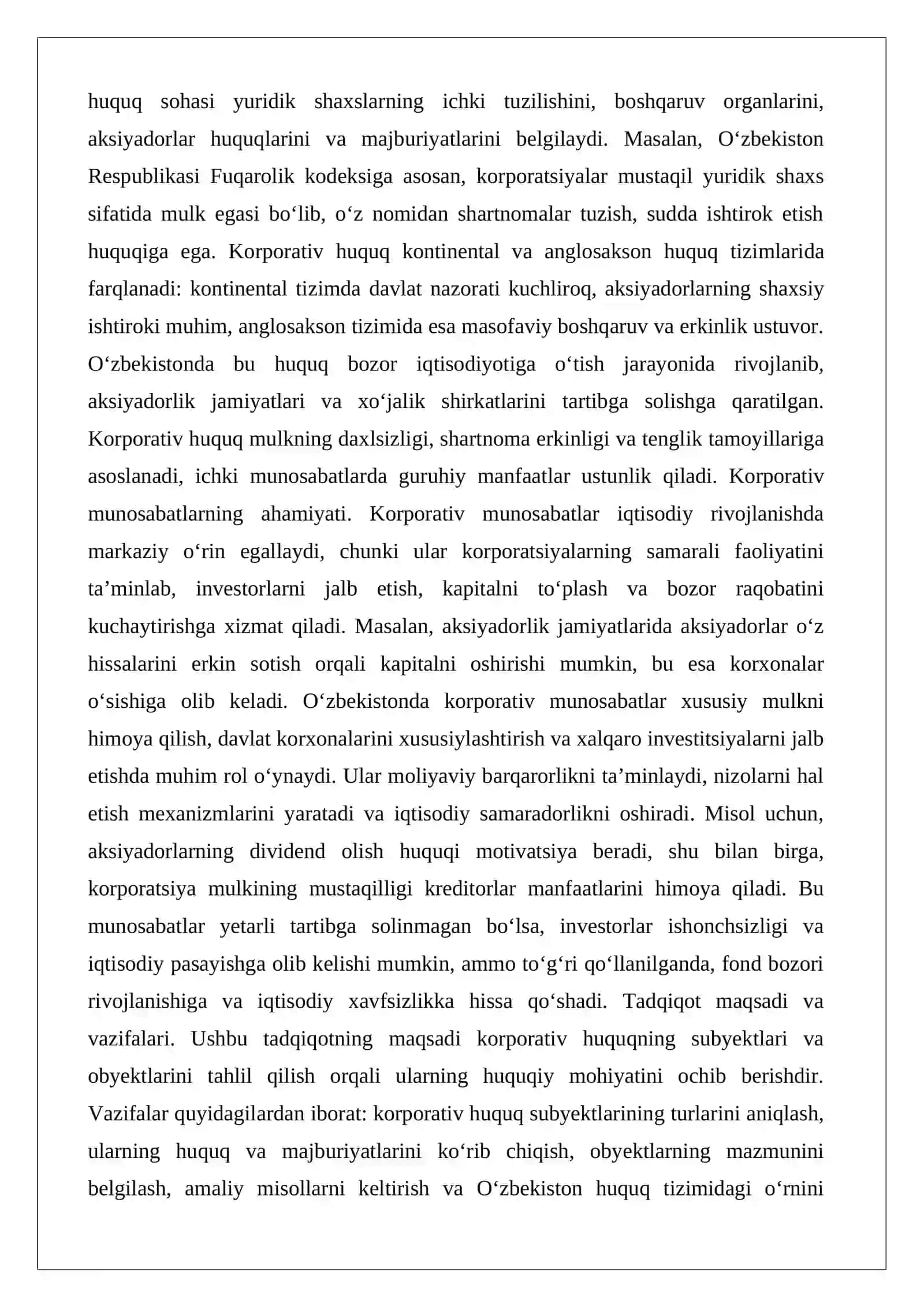 Korporativ huquqning obyektlari 2