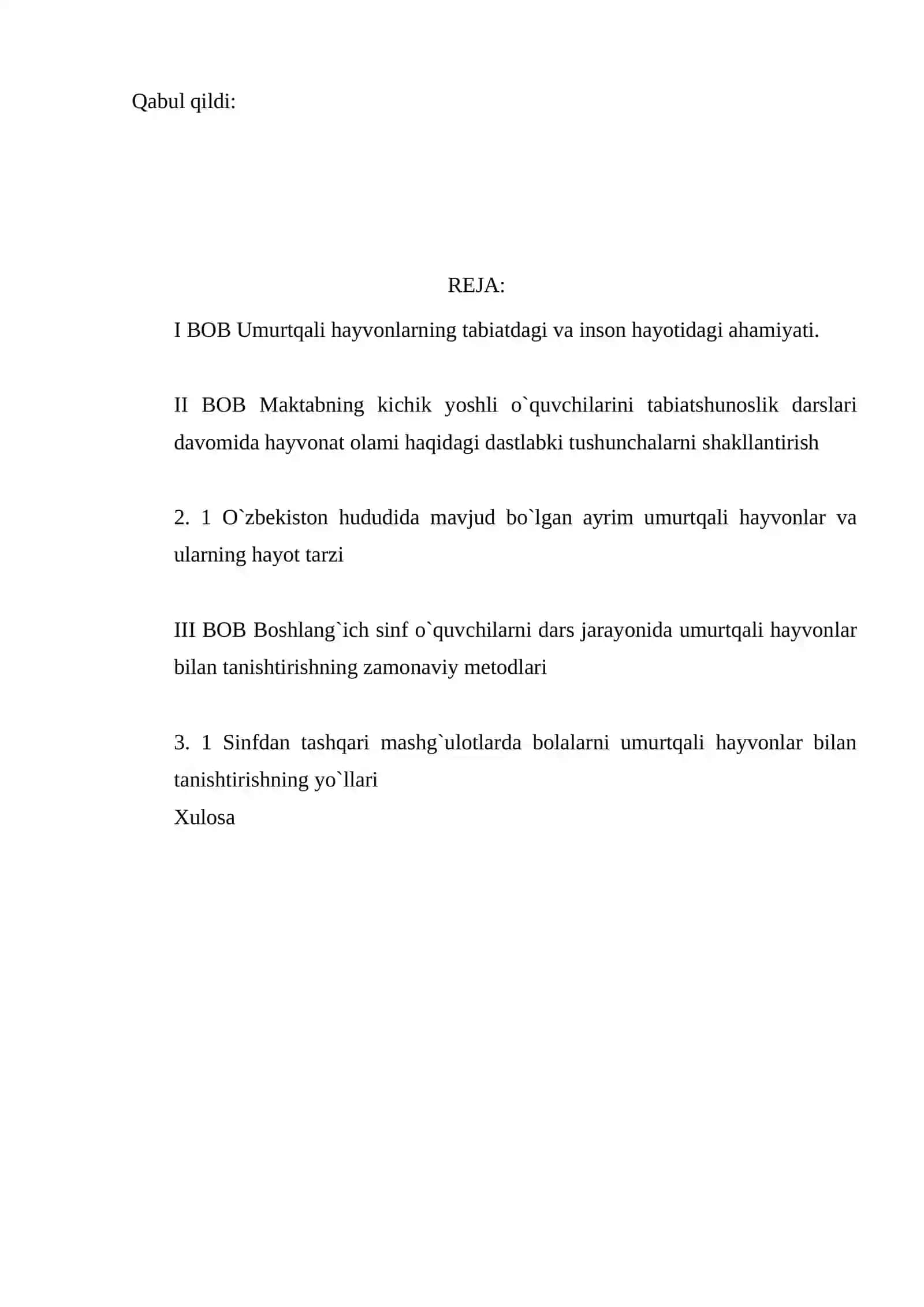 Boshlang`ich sinf o`quvchilarini umurtqali hayvonlar bilan tanishtirishning metodlari 2