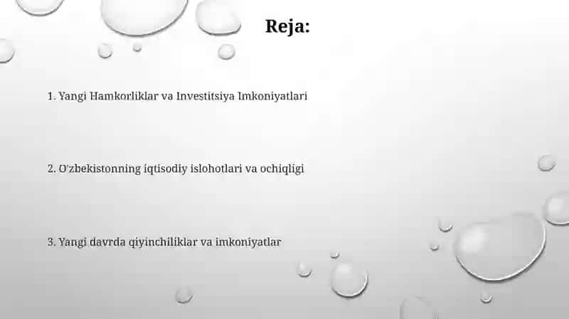 Yangi Hamkorliklar va Investitsiya Imkoniyatlari 2
