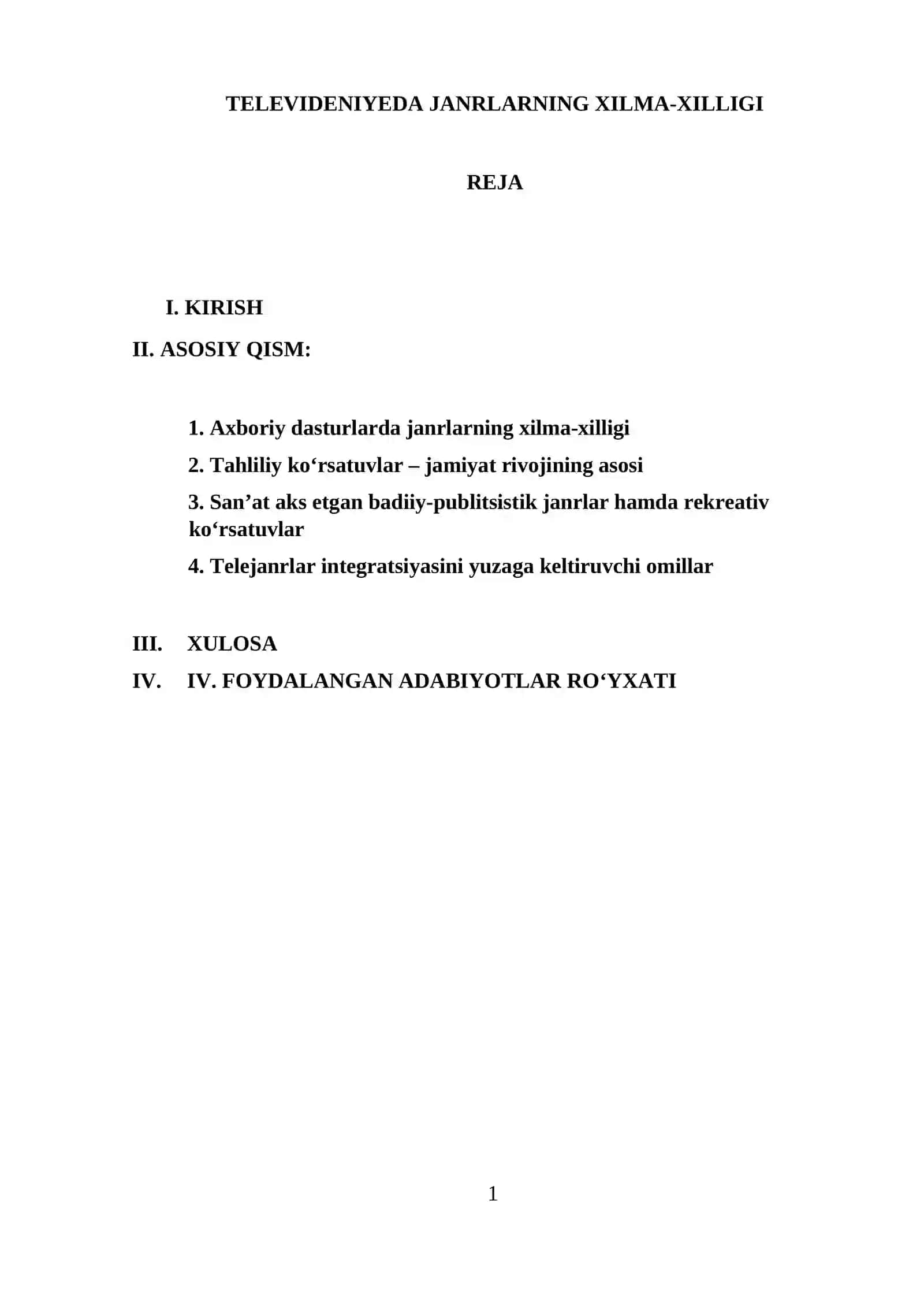 Televideniyeda janrlarning xilma-xilligi 2