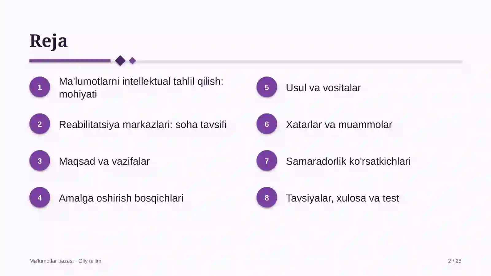 reabilitatsiya markazlarida ma'lumotlarni intellektual tahlil qilish data mining 1404 2