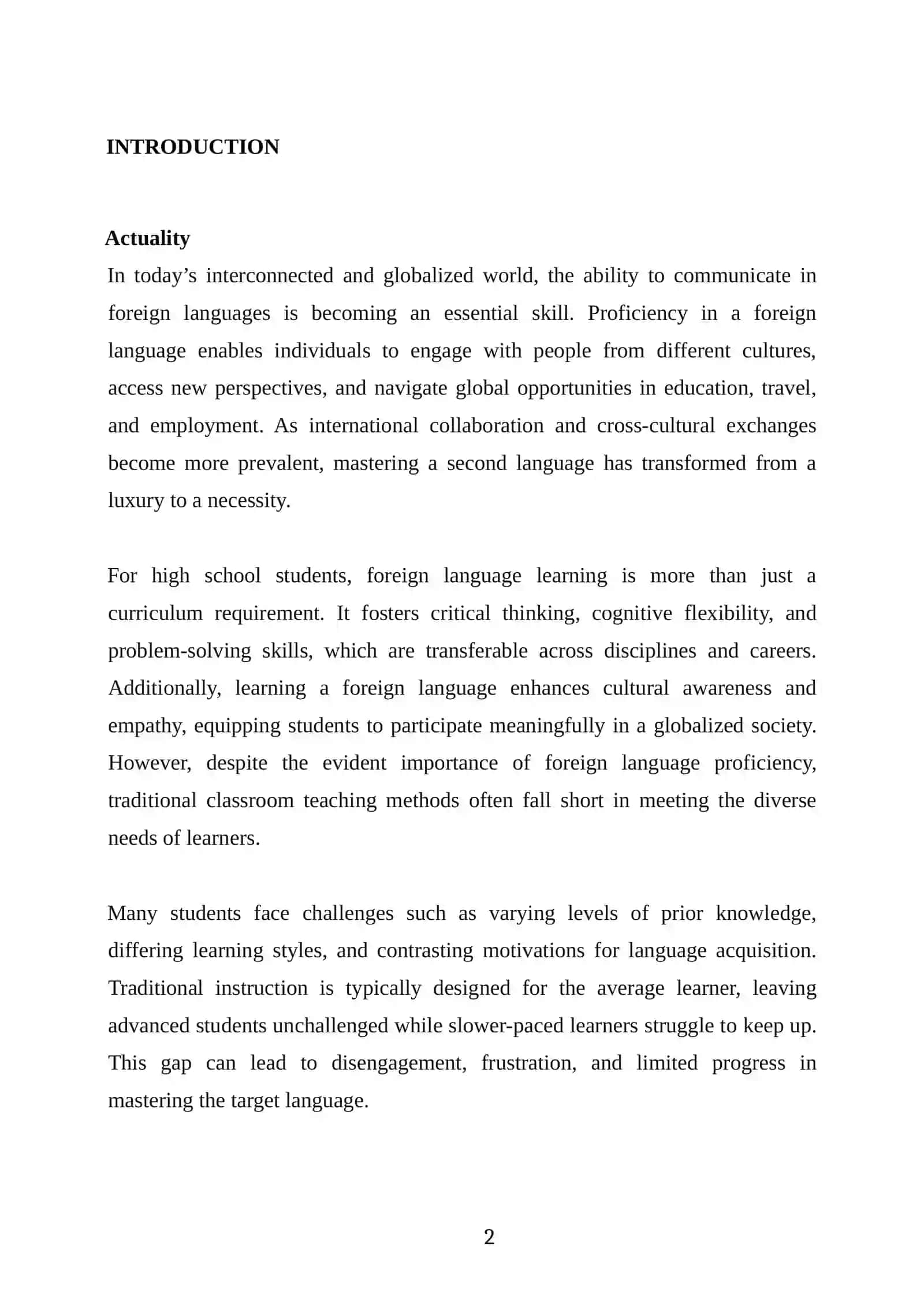 Developing a Framework for Independent Study in High School Foreign Language Learners 2