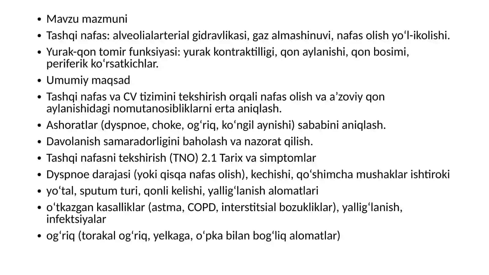 Tashqi nafas va yurak-qon tomir funksiyasini tekshirish 2