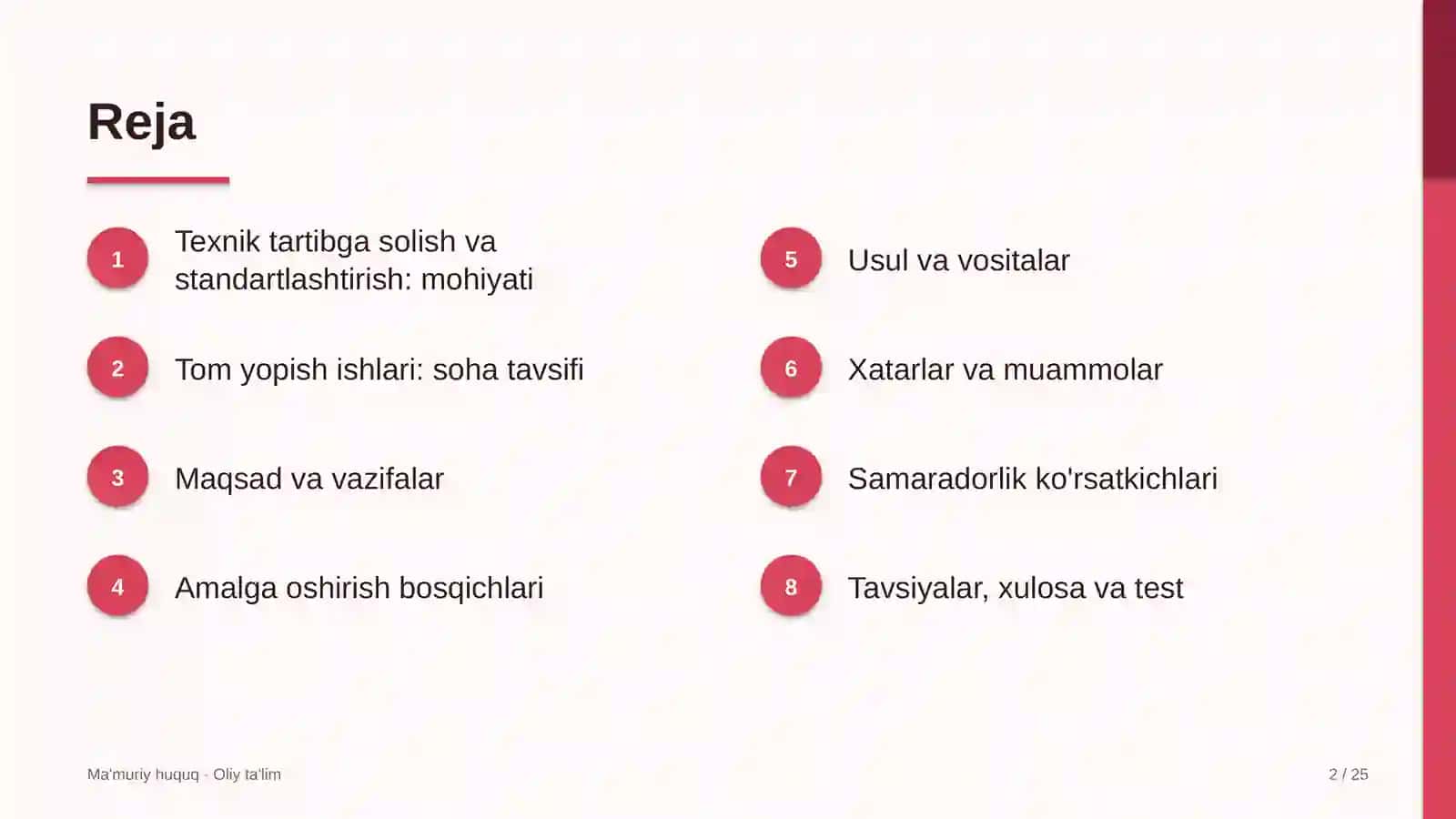 tom yopish ishlarida texnik jihatdan tartibga solish va standartlashtirish 4254 2