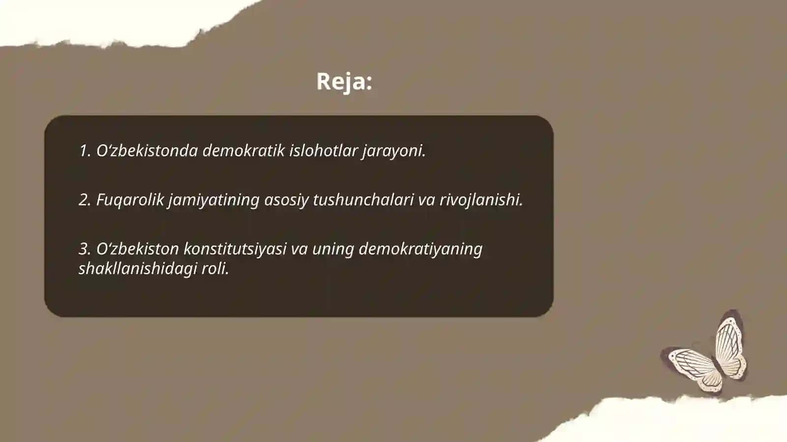 O'zbekistonda Demokratik, Fuqarolik Jamiyati Asoslari 2