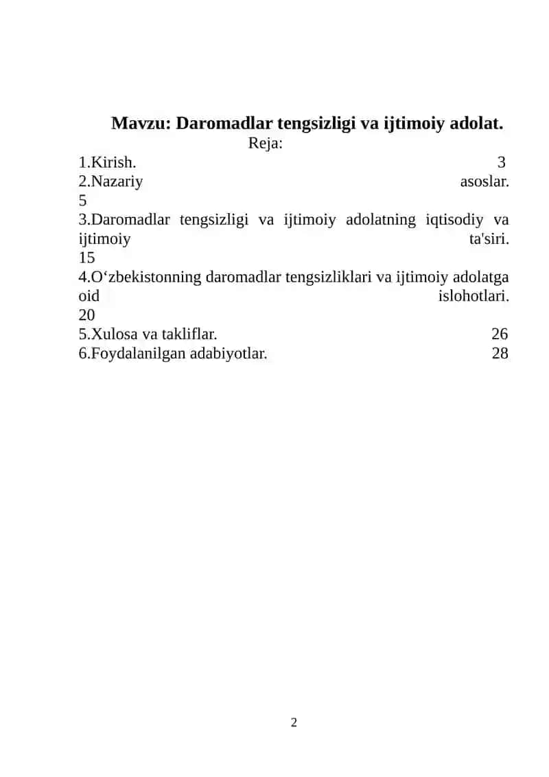 Daromadlar tengsizligi va ijtimoiy adolat 2