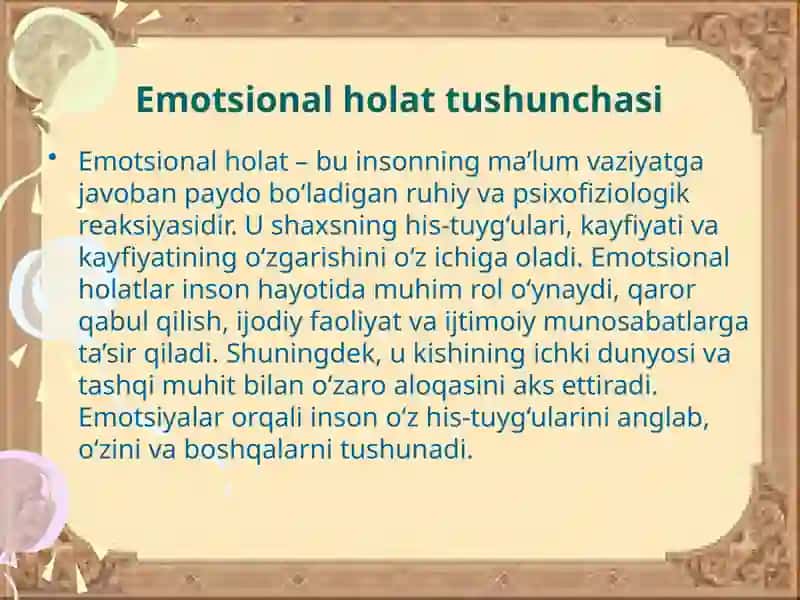 Emotsional holatlar 2