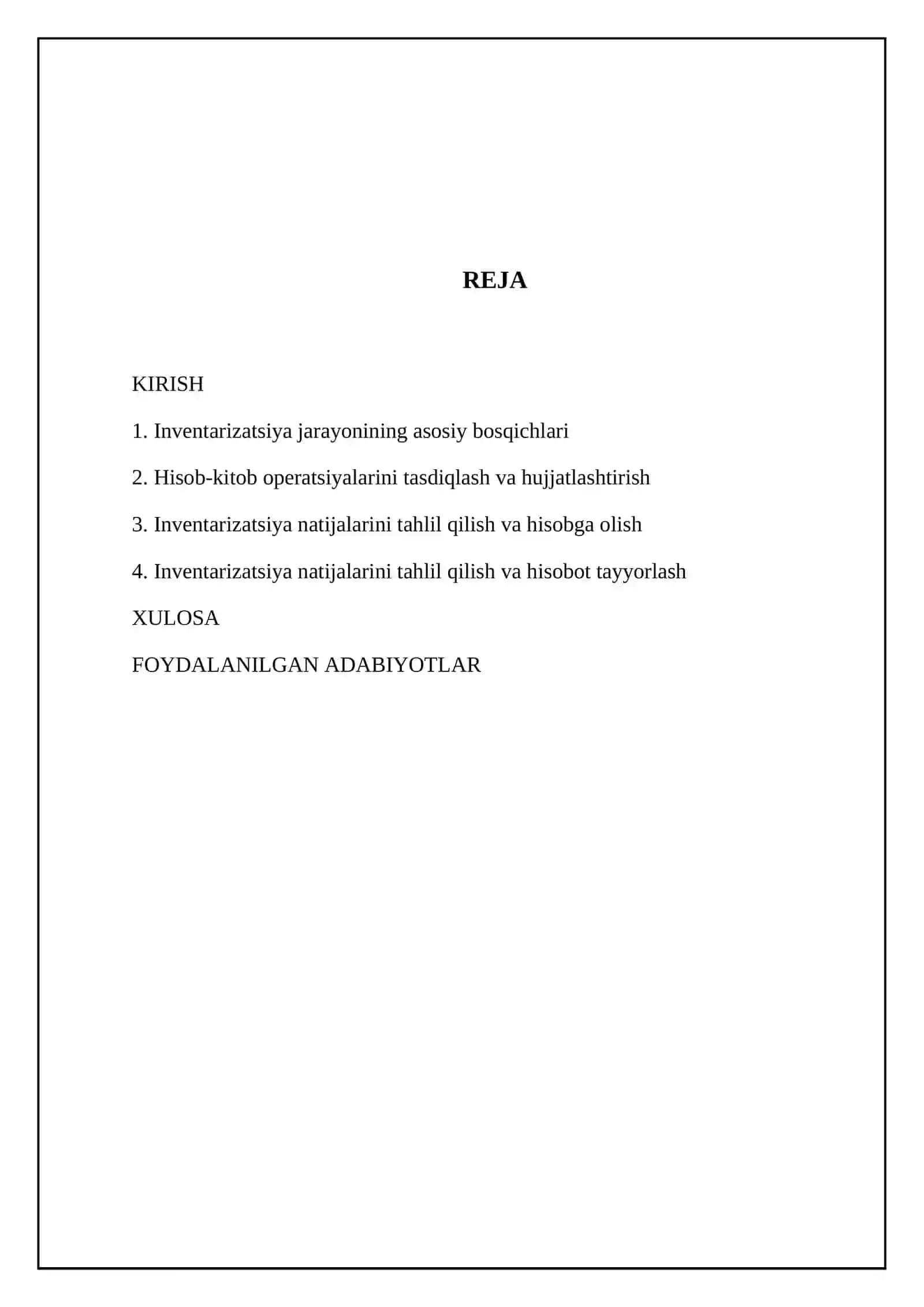 Moliya-xoʻjalik faoliyatini boshqarishda hisob-kitob operatsiyalarining toʻgʻri va oʻz vaqtida inventarizatsiya qilinishi muhim ahamiyat kasb etadi 2