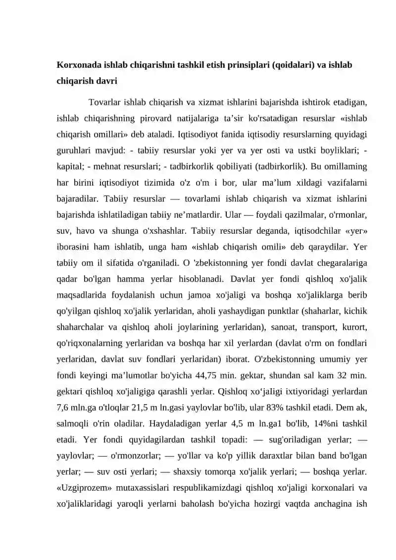 Ishlab chiqarish resurslari to'g'risida umumiy ma'lumotlar 2