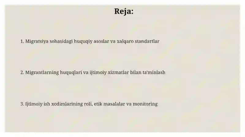 Migrantlar bilan ijtimoiy ishning huquqiy asoslari 2