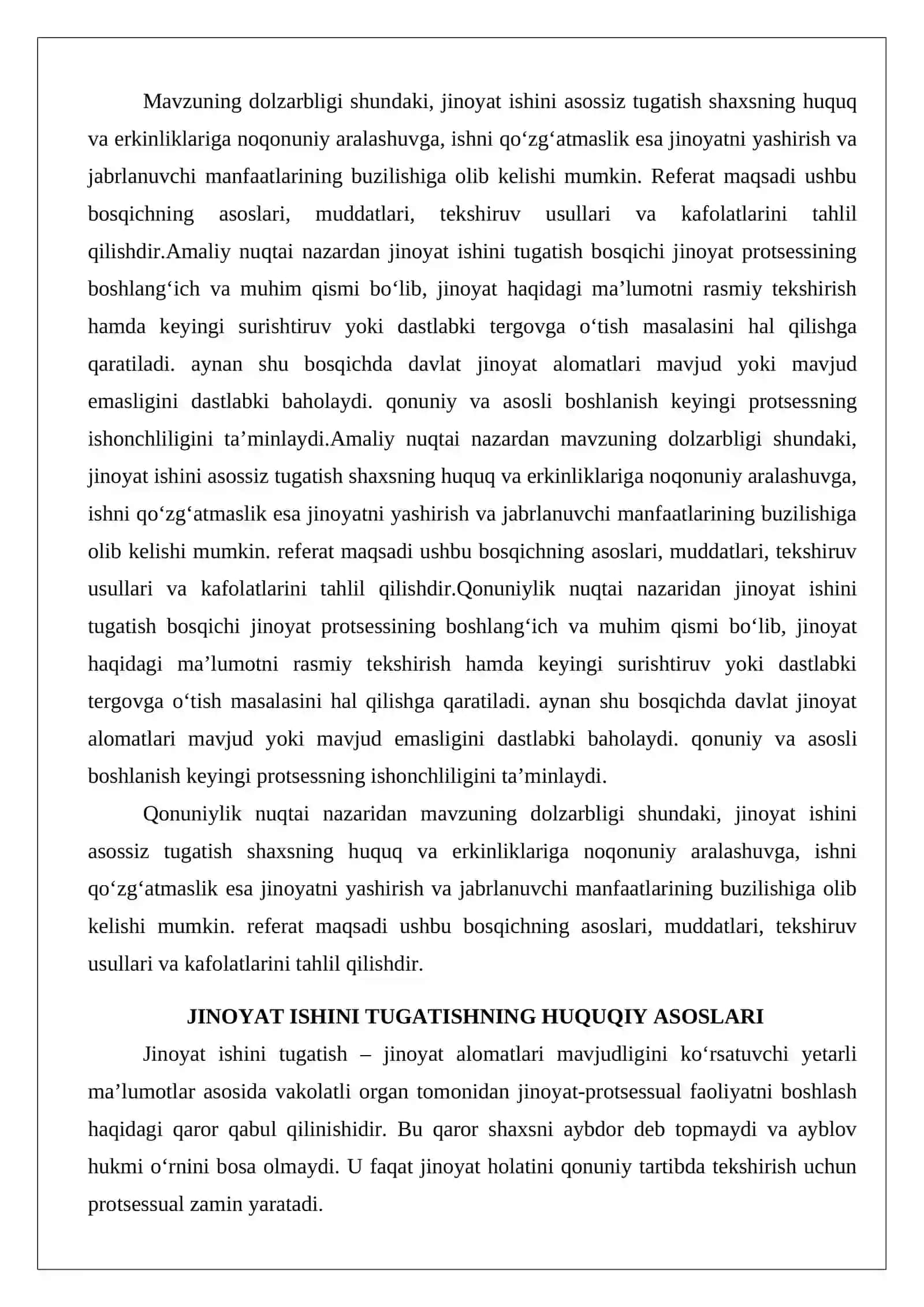 Jinoyat ishini tugatish asoslari va tartibi 2