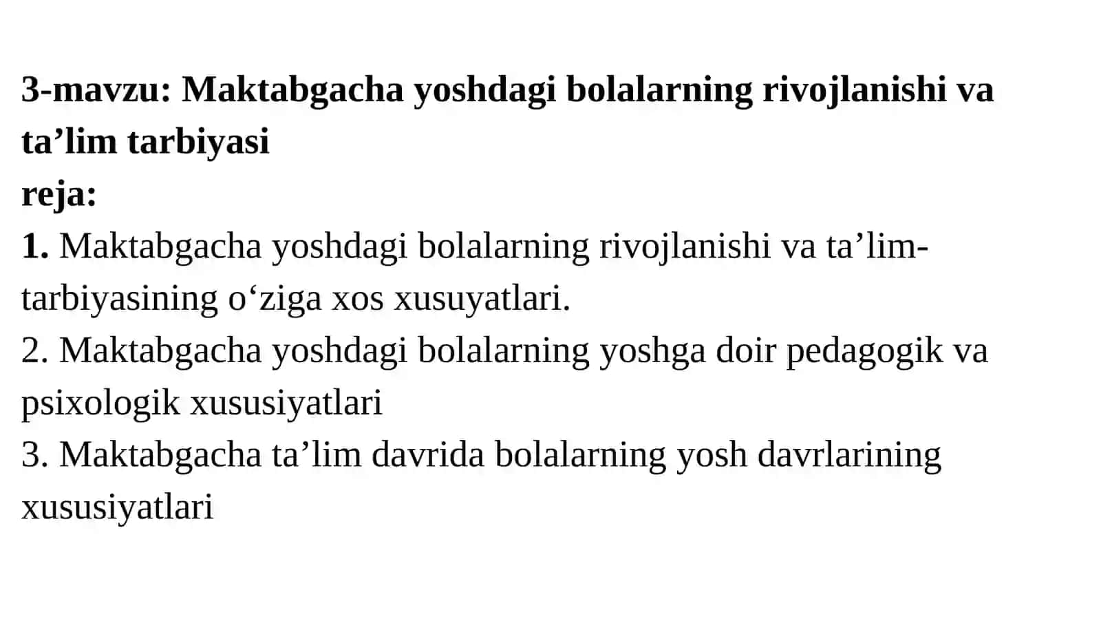 Maktabgacha ta`lim-tarbiyani tashkil etish fani 2
