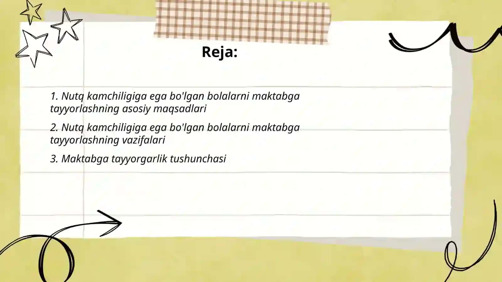 Nutq kamchiligiga ega bo'lgan bolalarni maktabga tayyorlash fanining maqsad va vazifalari 2