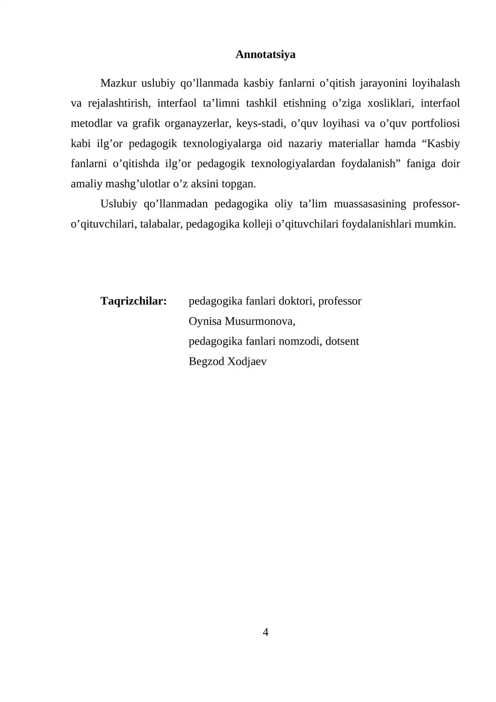 Kasbiy Fanlarni O’qitishda Ilg’or Pedagogik Texnologiyalardan Foydalanish 2
