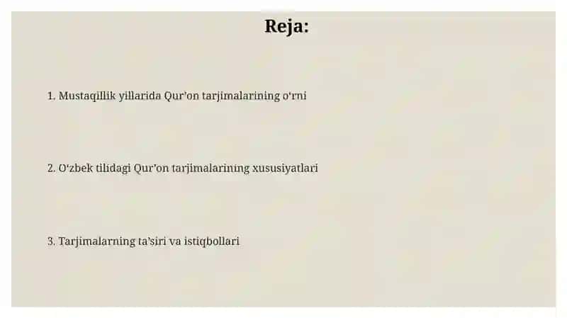 Mustaqillik yillarida quroning oʻzbek tiliga tarjima qilinishi 2