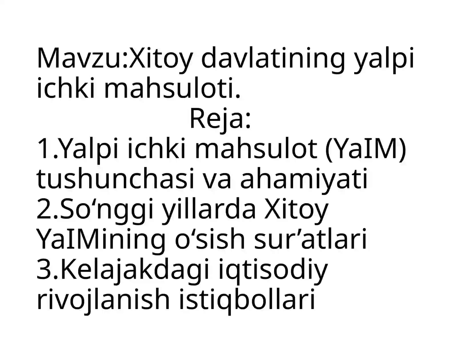 Xitoy davlatining yalpi ichki mahsuloti 2