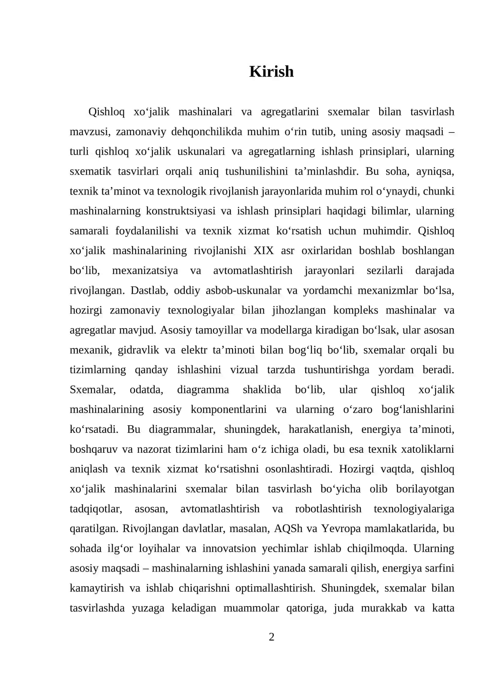 QISHLOQ XOʻJALIK MASHINARI VA AGREGATLARINI SXEMALAR BILAN TASVIRLASH 2