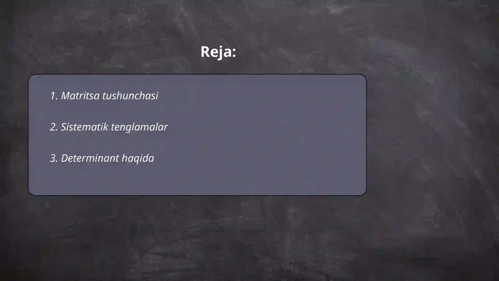 Chiziqli tenglamalar sistemasini yechishning matritsa usuli.Kramer qoidasi 2