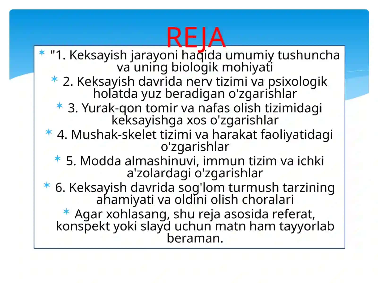 Organizmdagi keksayish davriga hoso’zgarishlar 2