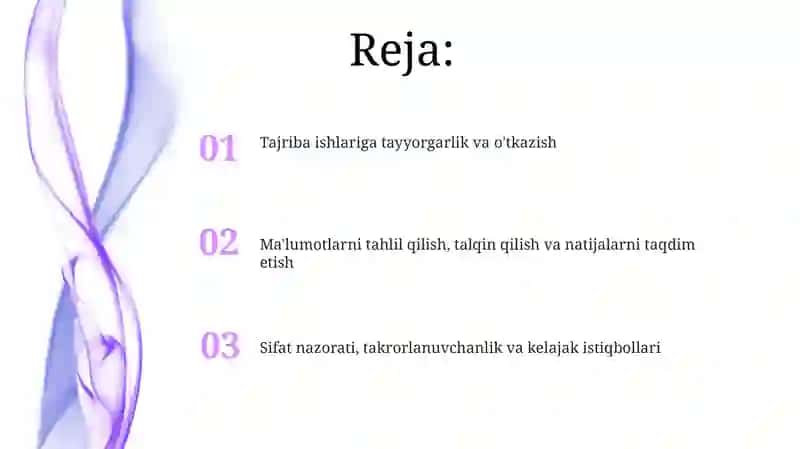 Ilmiy tadqiqotda tajriba-sinov ishlarini olib borish (taqdimot shaklida) 2