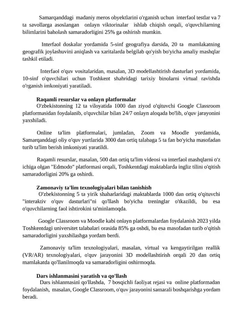 Yangi pedagogik texnologiya va faol pedagogik metodlar asosida dars ishlanma 2