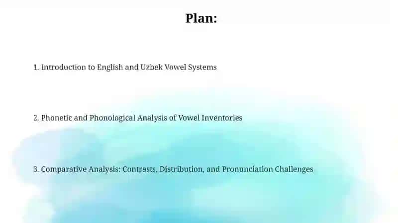 Comparison of English and Uzbek vowel systems 2