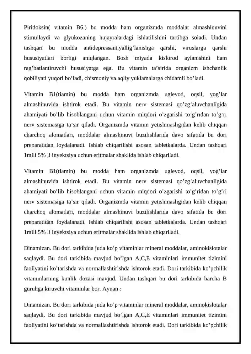 Organizm tonusini oshiruvchi dori vositalari 2