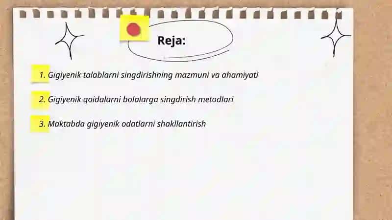 Gigiyenik talablarni singdirish 2