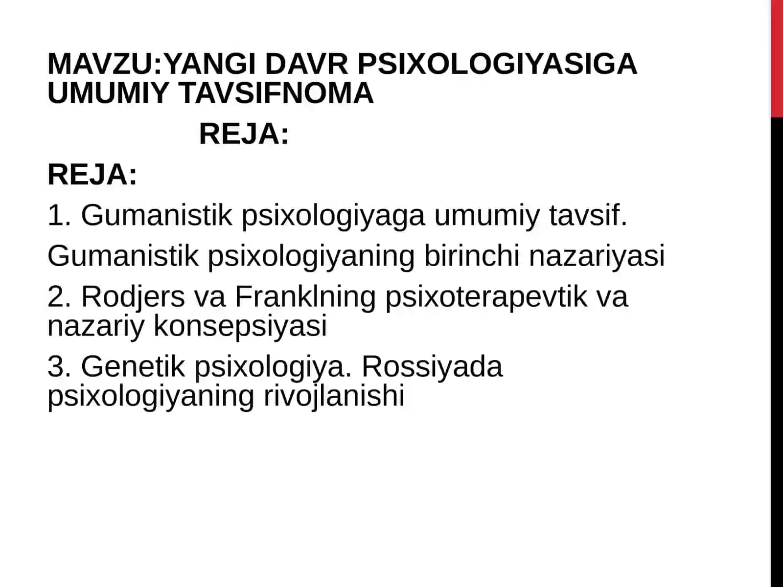 YANGI DAVR PSIXOLOGIYASIGA UMUMIY TAVSIFNOMA 2
