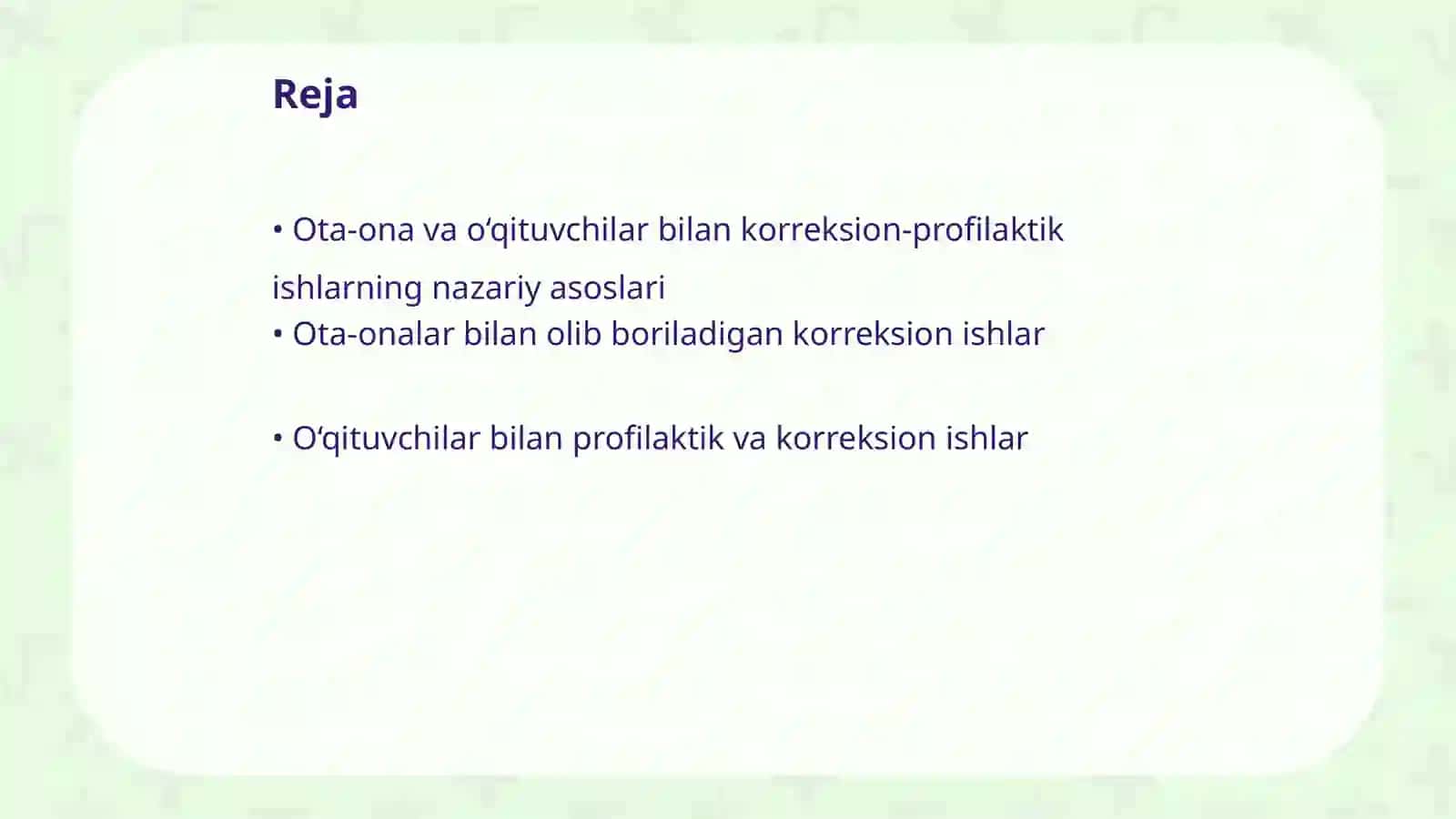 Ota-ona va o‘qituvchilar bilan olib boriladigan korreksion-profilaktik ishlar 2