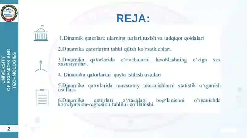 DINAMIKANI STATISTIK O‘RGANISH USULLARI 2