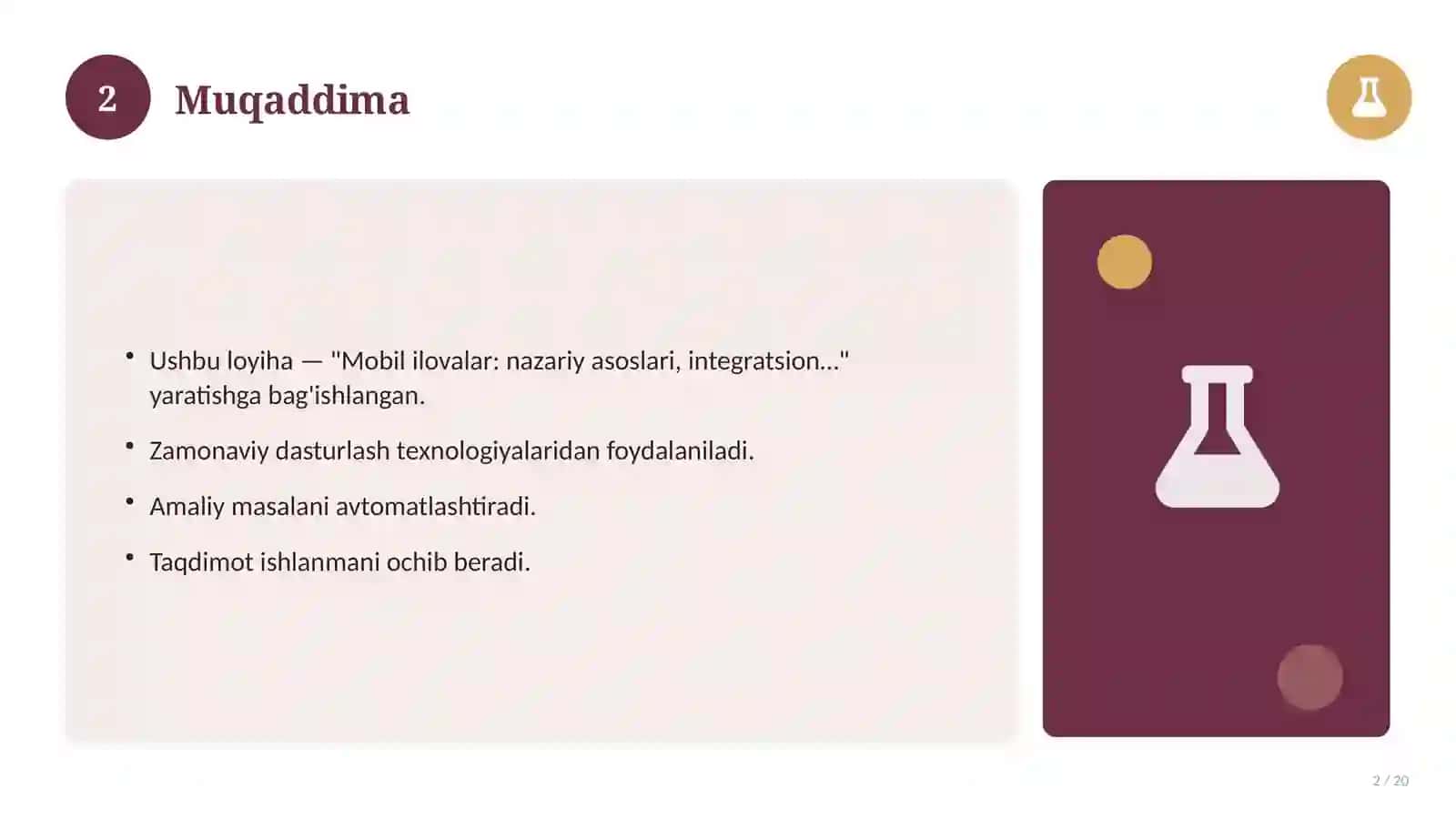 Mobil ilovalar: nazariy asoslari, integratsion yondashuvda (Magistrlik dissertatsiyasi mavzusi) 2