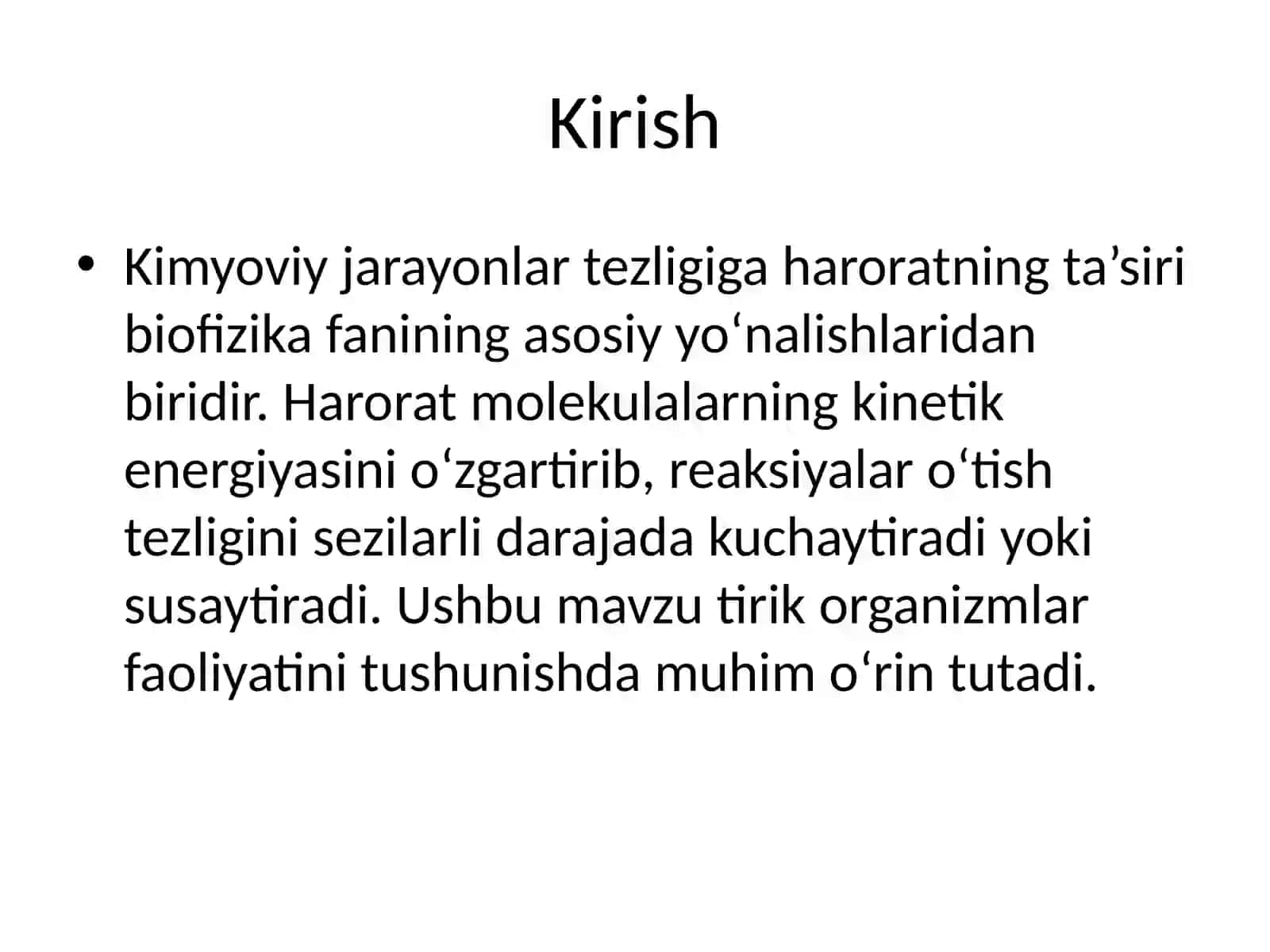 Kimyoviy jarayonlar tezligi va haroratning taʼsiri 2