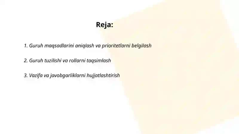 Guruh bölıb ishlashni tashkil qilish va rejalashtirish 2