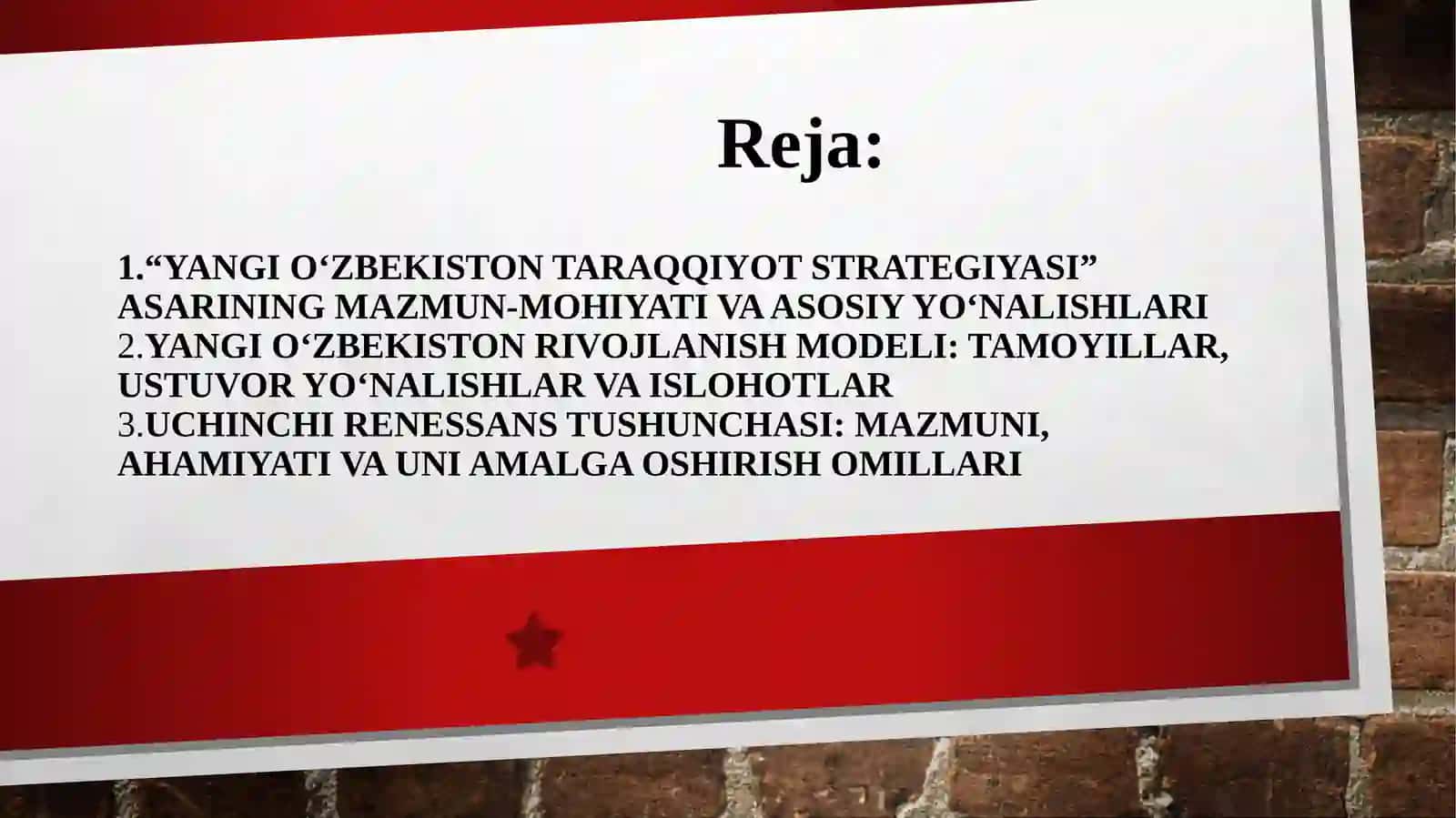 O‘zbekiston respublikasi Prezidenti Sh.M.Mirziyoyevning“Yangi O‘zbekiston taraqqiyot strategiyasi” kitobida rivojlanishmodeli va Uchinchi renessans tushunchalari 2